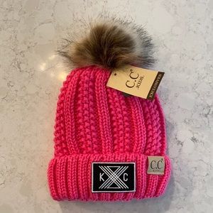 C.C Kids Exclusive “KC” Pink lined Premium Beanie.